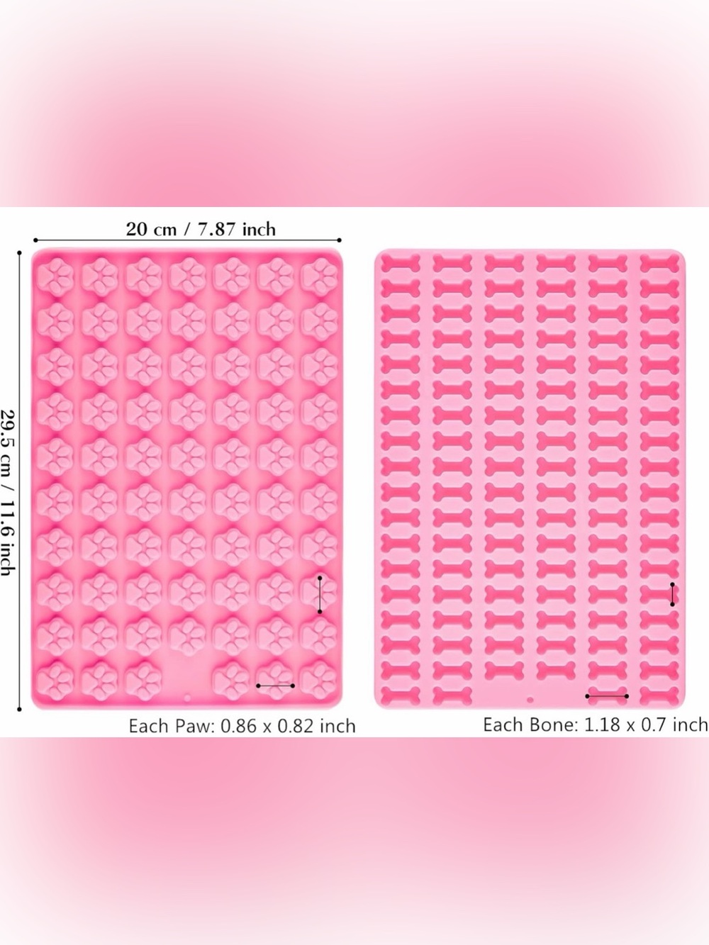 Amazon Pink Silicone Dog Treat Mold Tray - Paw & Bone Shapes Nonstick